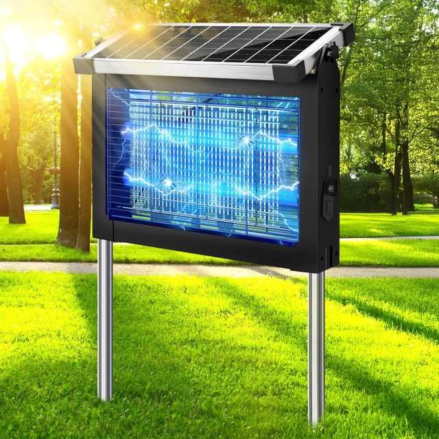 A solar powered zapper on a lawn